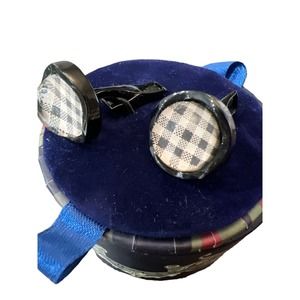 English Laundry Mens Black White Plaid Cufflinks Suit Business Accessories NEW